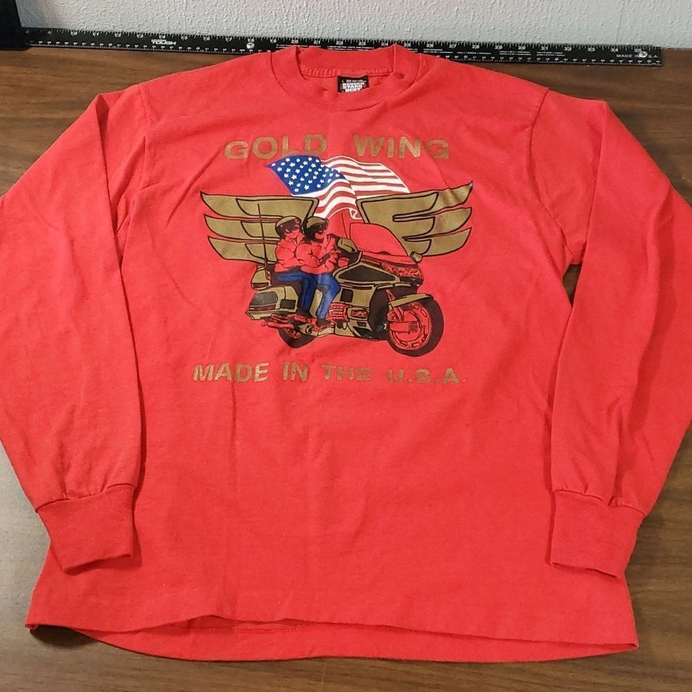 Vintage Honda Gold Wing Goldwing Motorcycle Long Sleeve T-Shirt Screen Stars L